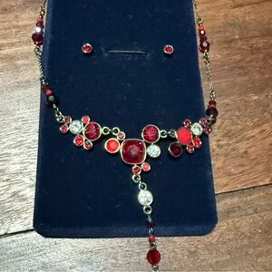 Swarovski Red and Silver Necklace Set NWT